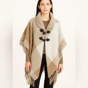 Mixit Women’s Shawl Poncho Beige One Size